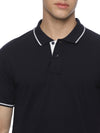 Monte Carlo Men's Navy Blue Tipping Polo T-Shirt | Premium Half Sleeve Cotton Polo with Contrast Collar