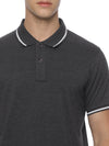 Monte Carlo Men's Charcoal Melange Tipping Polo T-Shirt | Premium Half Sleeve Cotton Polo with Contrast Collar