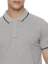 Monte Carlo Men's Light Grey Melange Tipping Polo T-Shirt | Premium Half Sleeve Cotton Polo with Contrast Collar