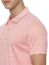 Monte Carlo MC Jaggard Peach Pink Polo T-Shirt for Men | Cotton Regular Fit Polo