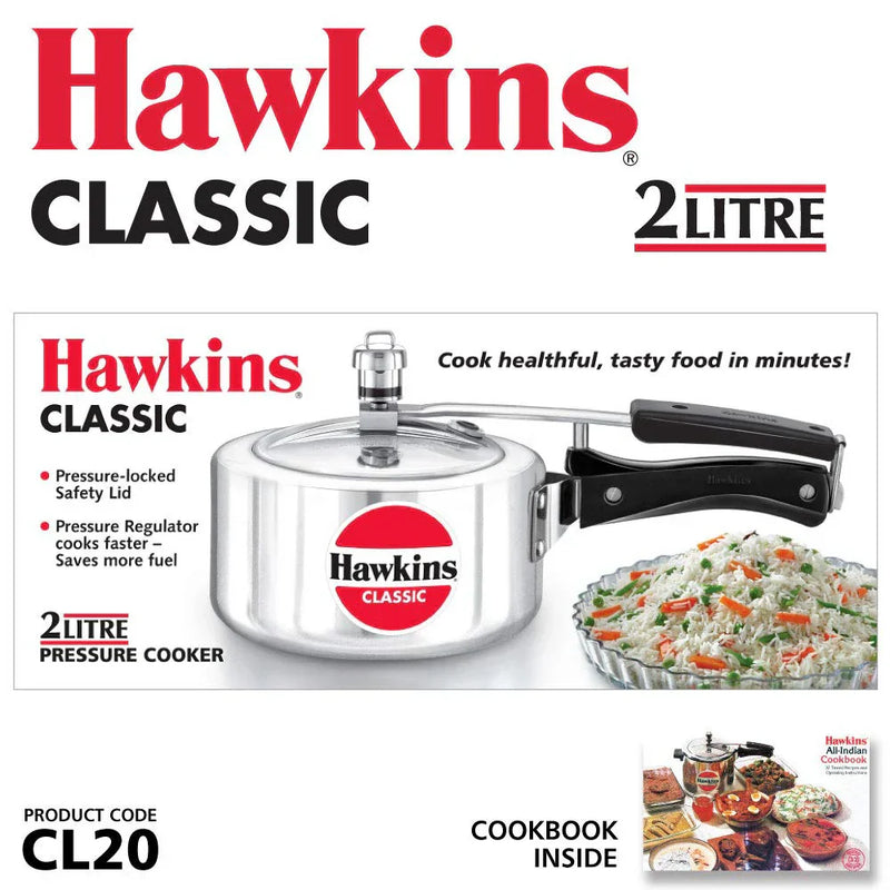 Hawkins 2 Litre Classic Pressure Cooker – Compact Aluminium Cookware | Corporate Kitchen Gift