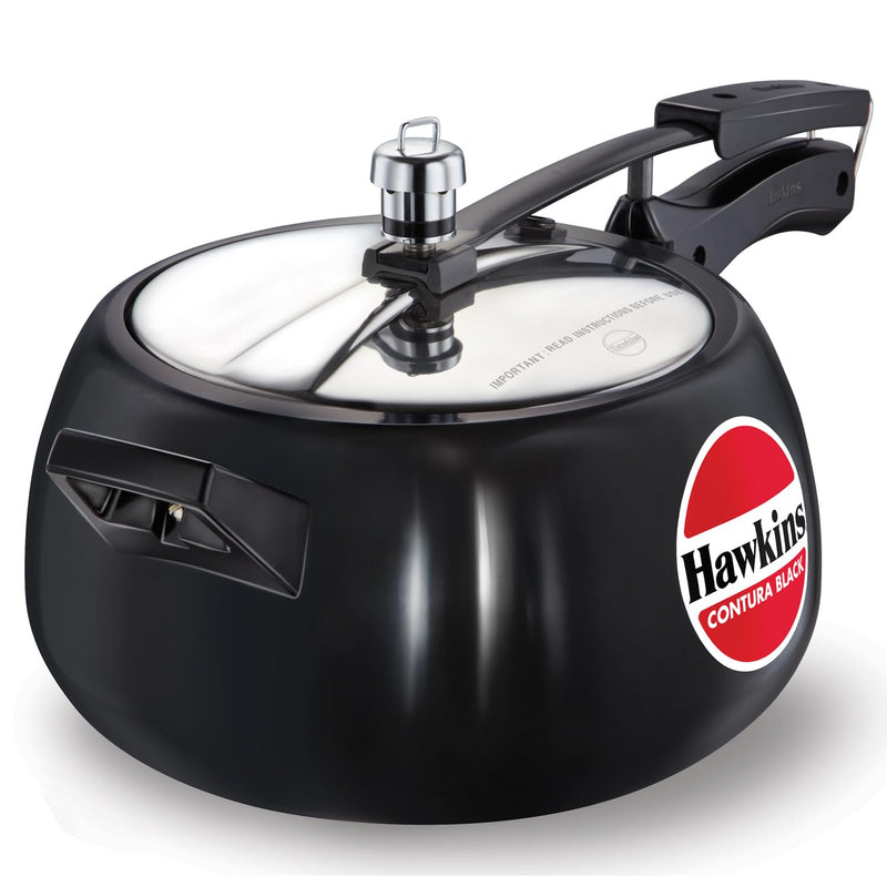 Hawkins 5 Litre Contura Black Pressure Cooker – Hard Anodised Curved Design | Premium Corporate Kitchen Gift