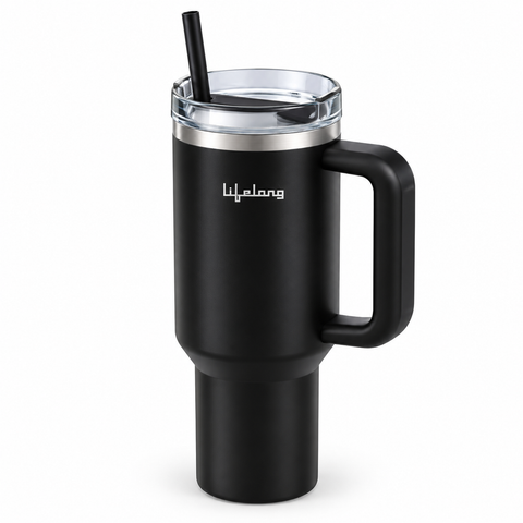 Lifelong Insulated Tumbler with Handle & Straw | Reusable Travel Mug for Water, Coffee & Cold Drinks