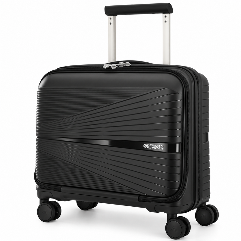 American Tourister Airconic 2.0 Cabin Rolling Tote – Black Polypropylene Laptop Travel Bag, 4 Wheels