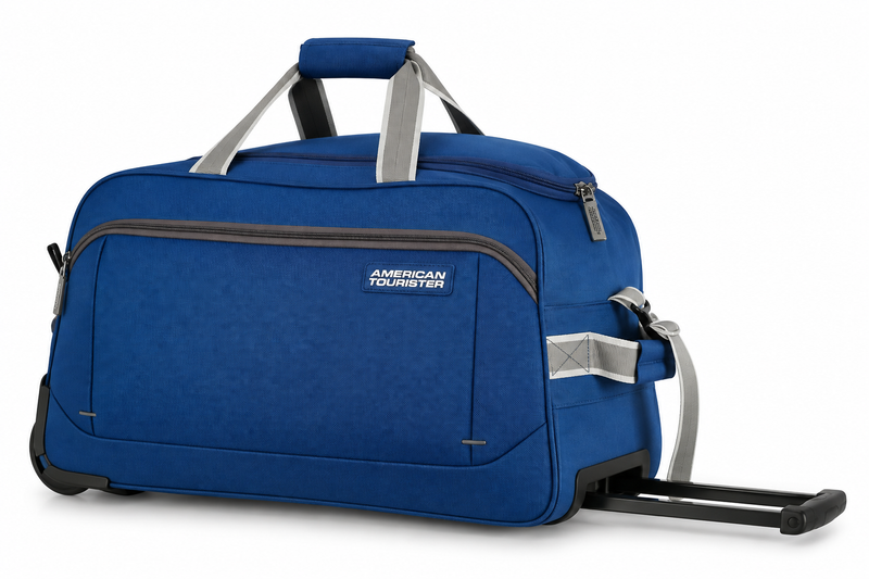 American Tourister Apex Wheel Duffle 57cm – Blue 600D Polyester Rolling Travel Bag