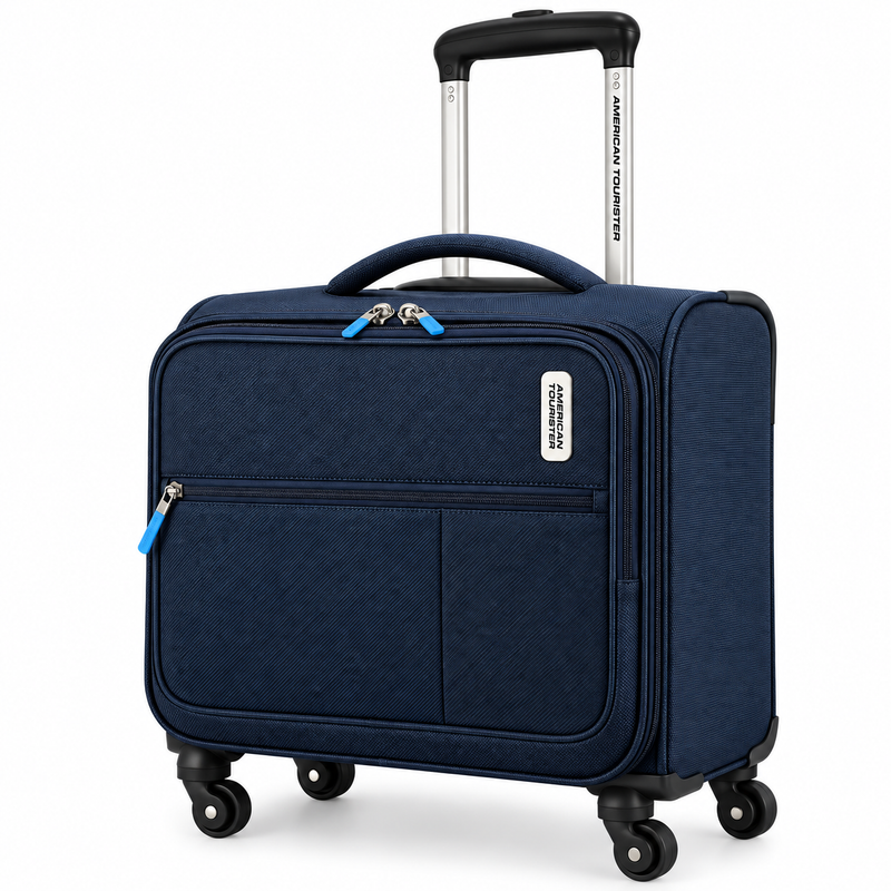 American Tourister Norton Cabin Rolling Tote 45cm – Black Dobby Polyester Rolling Laptop Travel Bag, 4 Wheels