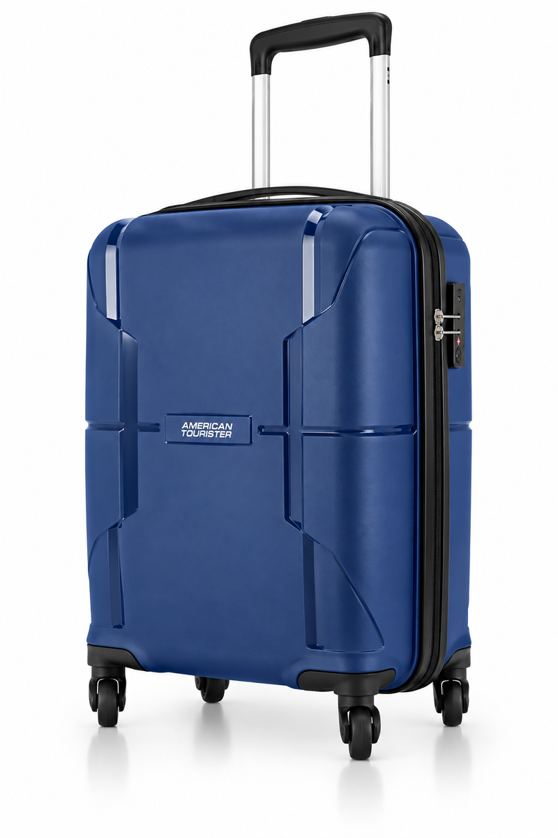 American Tourister Orbiter 55cm Cabin Trolley Bag – Blue Polypropylene Hard Shell Luggage, 4 Wheels