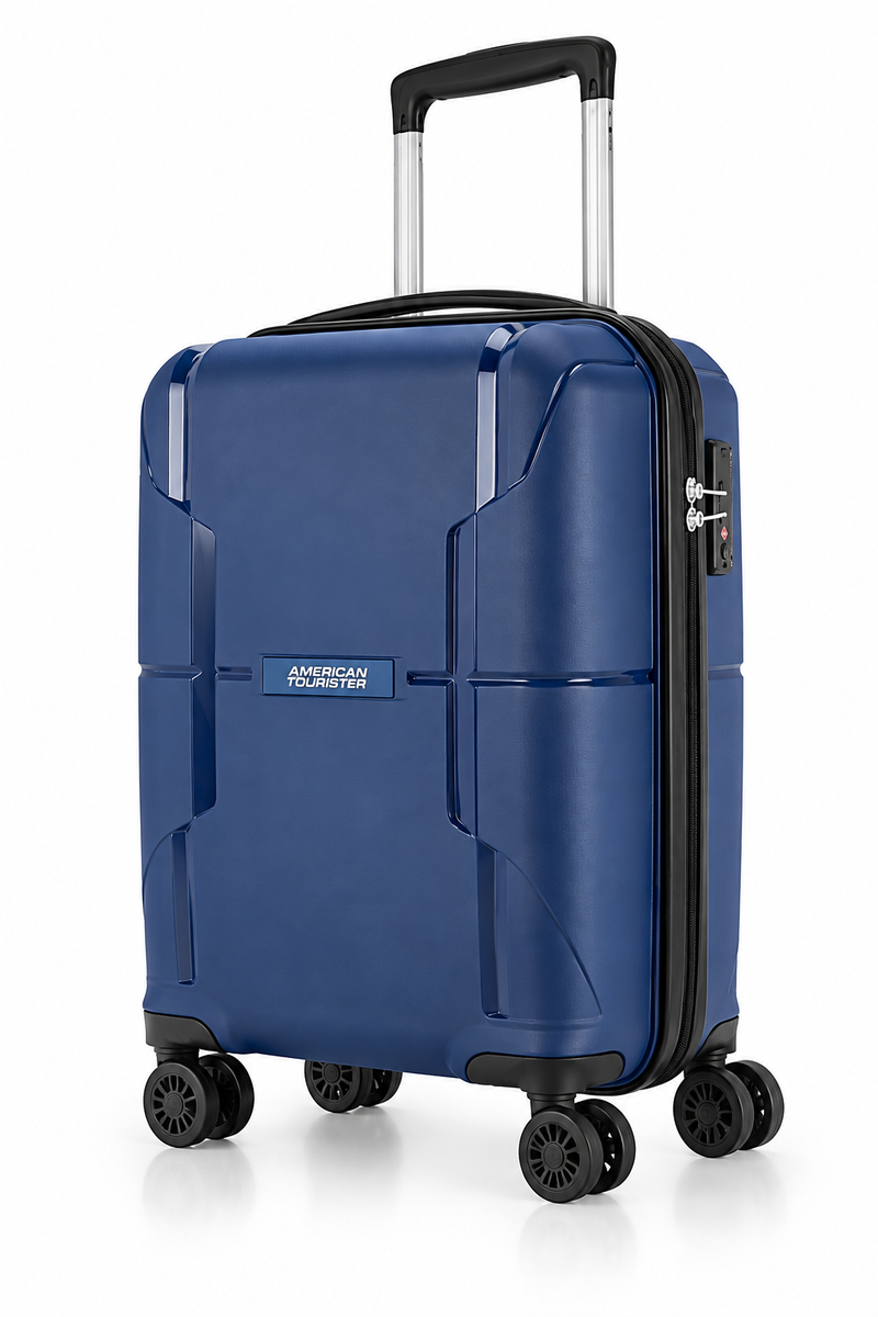 American Tourister Orbiter 66cm Medium Trolley Bag – Blue Polypropylene Hard Shell Luggage, 8 Wheels