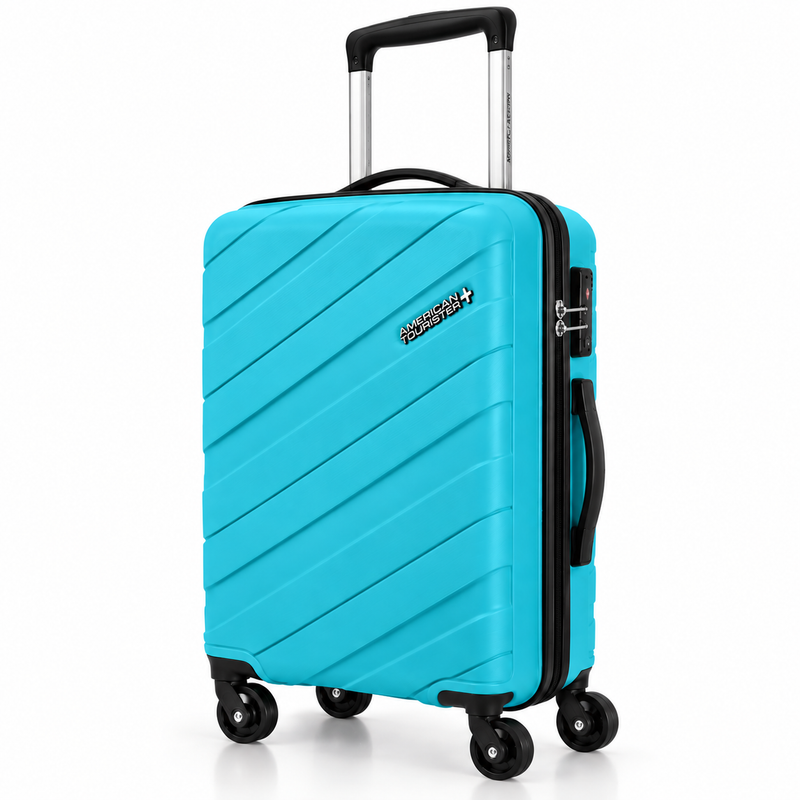 American Tourister Tuscon+ 55cm Cabin Trolley Bag – Turquoise Polypropylene Hard Shell Spinner Luggage