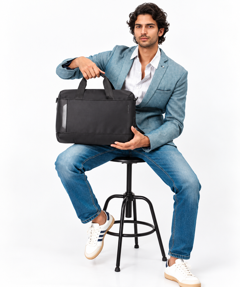 BENTO 16 Inch Laptop Messenger Bag – Premium Polyester Laptop Bag with Adjustable Shoulder Strap, Multiple Pockets & Trolley Strap
