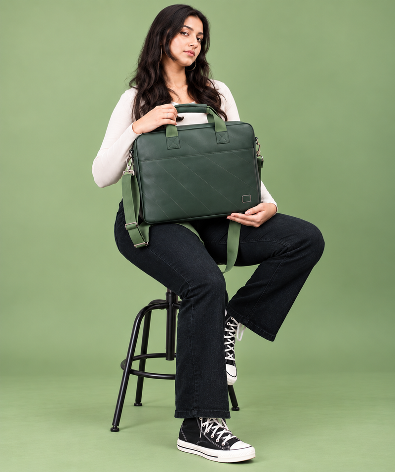 BERLIN 15 Inch Laptop Messenger Bag – Premium PU Laptop Bag with Adjustable Shoulder Strap, Multiple Pockets & Trolley Strap