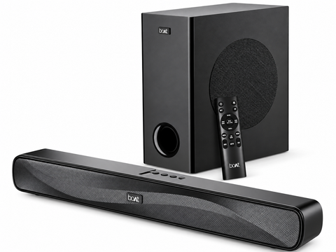 boAt Aavante Bar A1040 2.1 Channel Soundbar with Wired Subwoofer, 50W RMS Bluetooth Speaker, HDMI ARC, USB & AUX Connectivity, Premium Black