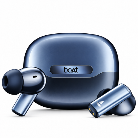 boAt Airdopes Prime 701 ANC Titanium Blue Wireless Earbuds with 46dB Hybrid Active Noise Cancellation, 50H Playback, Spatial Audio, Bluetooth 5.2 & BEAST Mode