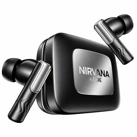 boAt Nirvana Ivy Pro, Dolby Atmos w/Head Tracking, 52dB Hybrid Adaptive ANC,Hi-Res LDAC, Titanium Dual Drivers, Bluetooth Earbuds, TWS Ear Buds Wireless Earphones w/mic (Crystal Black)