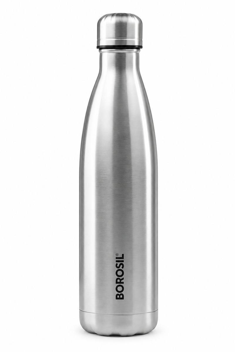 Borosil Bolt Vacuum Insulated Stainless Steel Bottle – Stainless Steel, Trans Bolt Blue & Trans Bolt Red, 350 ML, 500 ML, 750 ML & 1 L
