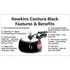 Hawkins Contura Black 1.5 Litre Pressure Cooker – Compact Hard Anodised Cookware | Corporate Gift