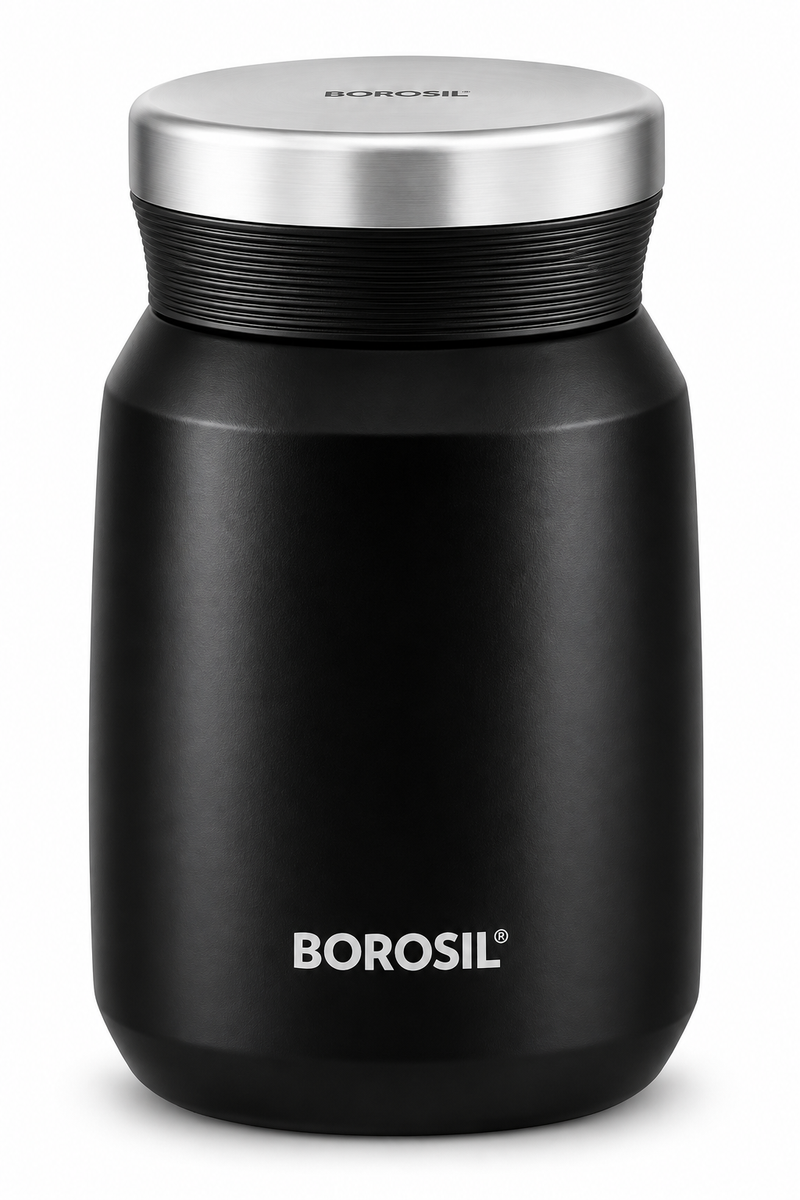 Borosil Carrymate 500 ML Vacuum Insulated Stainless Steel Flask – Black & Pink