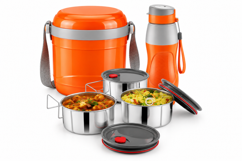 Cello Lunch Express Meal Gift Set – Hot Express 3 Lunch Box & Puro Sports 600 Water Bottle | Corporate Gift Set
