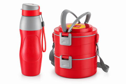 Cello Tiffany Meal Gift Set – Merit XL 2 Lunch Box & Puro Sports 600 Water Bottle | Premium Corporate Gift Set