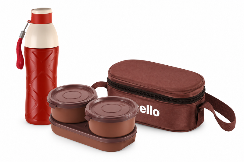 Cello Zest Meal Gift Set – Happy Eater Lunch Box & Puro Cool X 600 Water Bottle | Corporate Gift Set