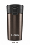 Borosil Coffeemate 300 ML Vacuum Insulated Stainless Steel Travel Mug – Black, White & Mocha