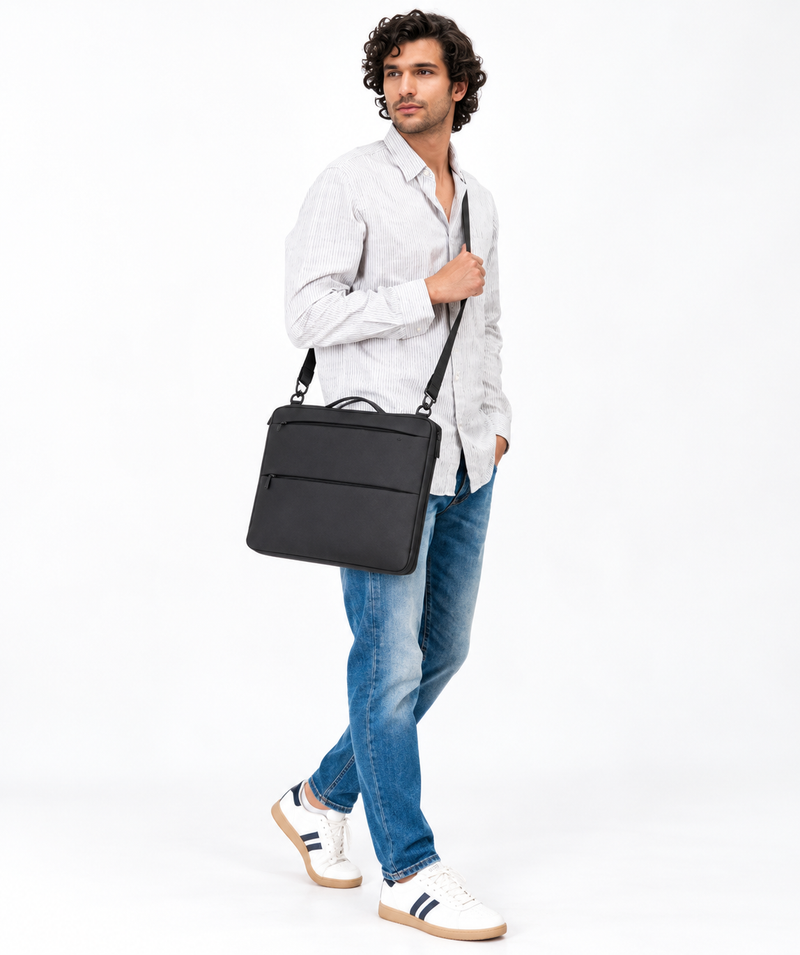 COOPER 16 Inch Laptop Messenger Bag – Slim Premium Polyester Laptop Bag with Adjustable Shoulder Strap & Multiple Zipper Pockets