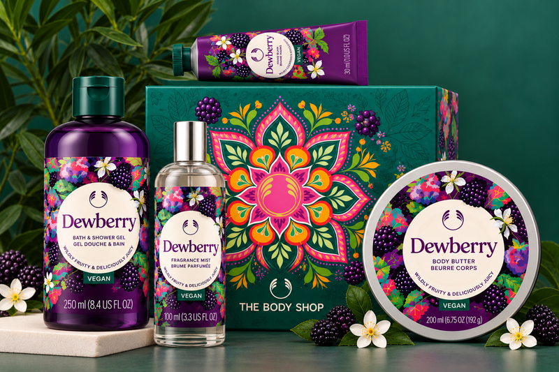 The Body Shop Dewberry Gift Set – Bath & Shower Gel 250ml, Fragrance Mist 100ml, Body Butter 200ml & Hand Balm 30ml