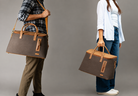 FLASH Duffel Bag – Charcoal & Tan Canvas Laptop Travel Bag