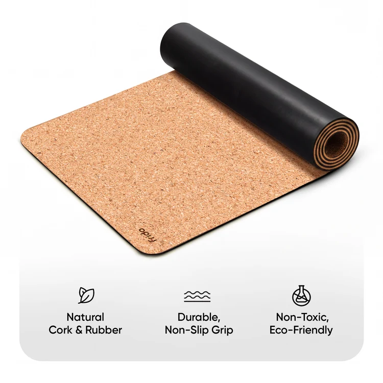 Frido Natural Cork Yoga Mat | Eco-Friendly Non-Slip Yoga Mat