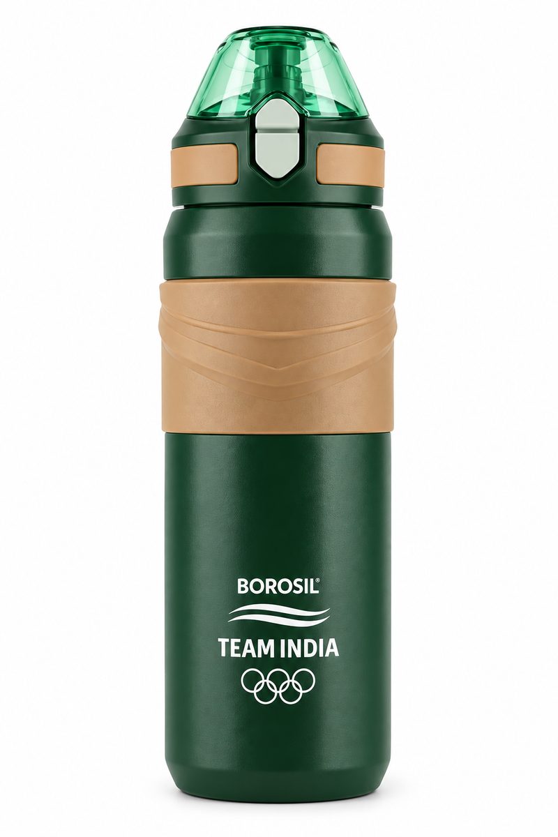Borosil Adventure 560 ML Vacuum Insulated Stainless Steel Water Bottle – Green, Black & Veri-Peri