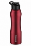 Borosil Grip-N-Sip Single Wall Water Bottle – Steel, Maroon & Black, 750 ML & 1 L