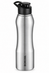 Borosil Grip-N-Sip Single Wall Water Bottle – Steel, Maroon & Black, 750 ML & 1 L