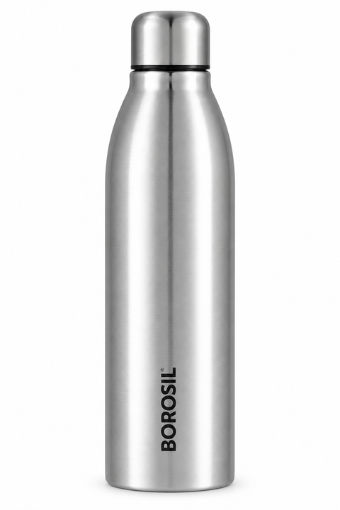 Borosil Juno Single Wall Stainless Steel Water Bottle – Silver, 950 ML