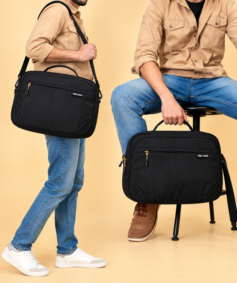 KNIGHT Lightweight Laptop Messenger Bag – 15.6 Inch Water-Resistant Laptop Bag with Adjustable Shoulder Strap, Laptop Sleeve & Trolley Strap