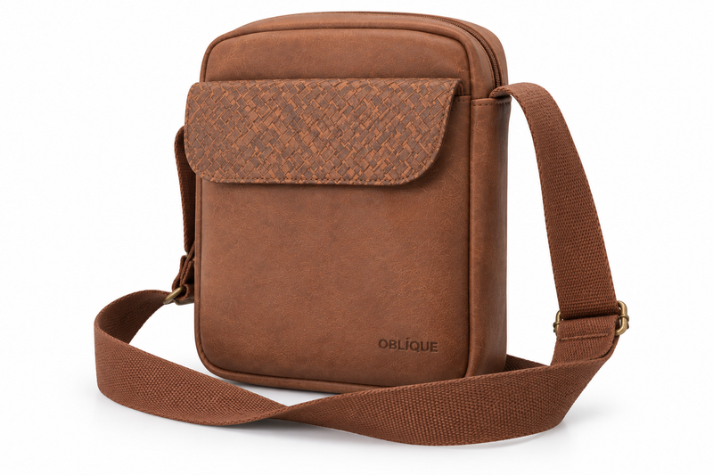 OBLIQUE LIMA Minimalist Crossbody Sling Bag | Faux Leather Travel Organizer