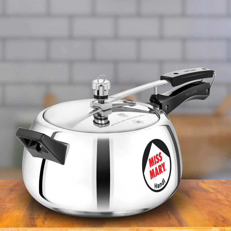 Miss Mary Handi Pressure Cooker 5 Litre Silver (MMH50) – Large Capacity Aluminium Cooker | Corporate Gift Essential