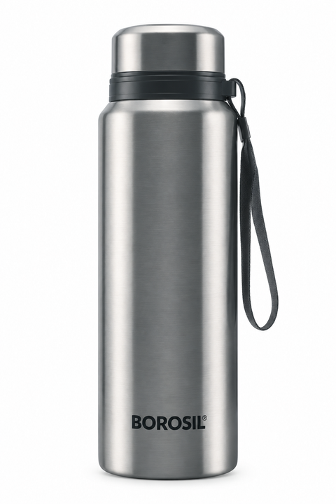 Borosil Natural 750 ML Vacuum Insulated Stainless Steel Bottle – Silver