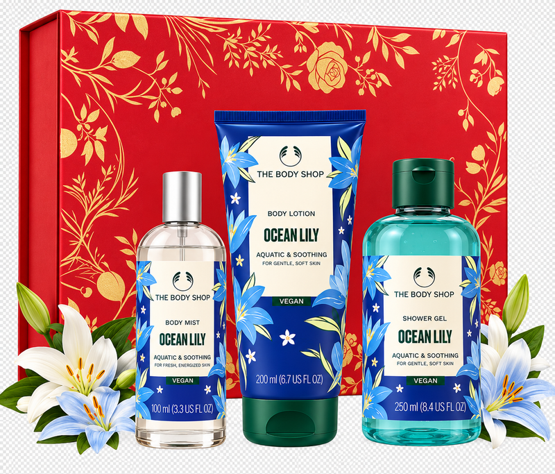 The Body Shop Ocean Lily Gift Set – Body Mist 100ml, Body Lotion 200ml & Shower Gel 250ml