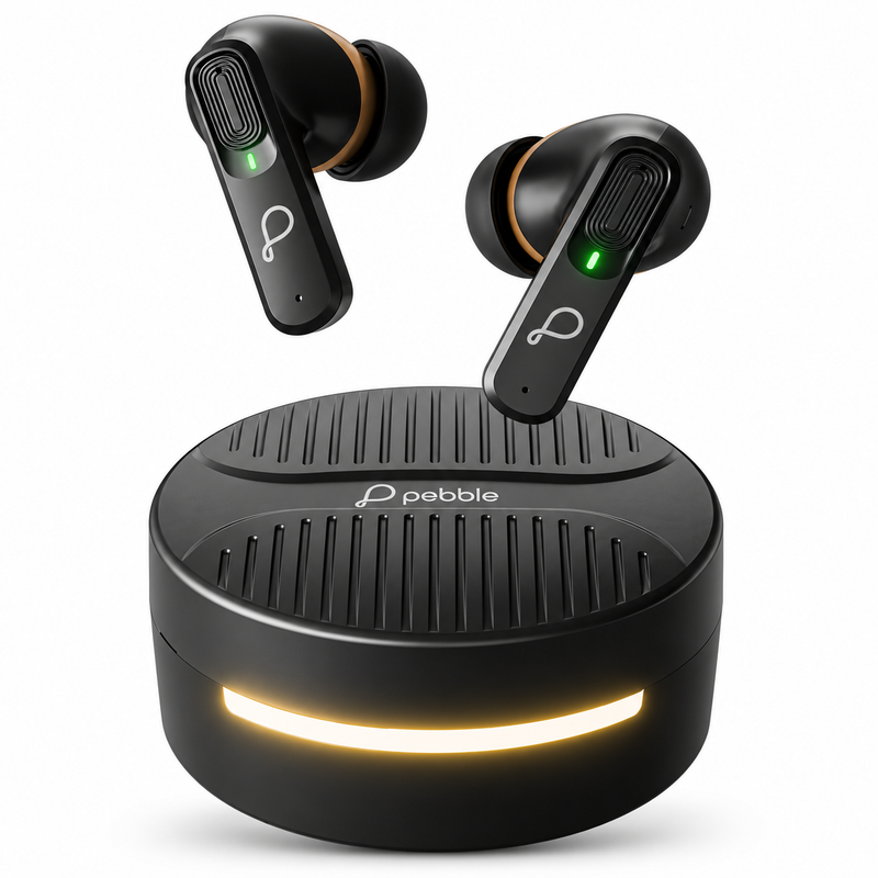 Pebble Blissbuds Hue Wireless Earbuds | 4-Mic ANC + ENC, 20 Hours Playtime, 13mm Dynamic Drivers & Dual Pairing