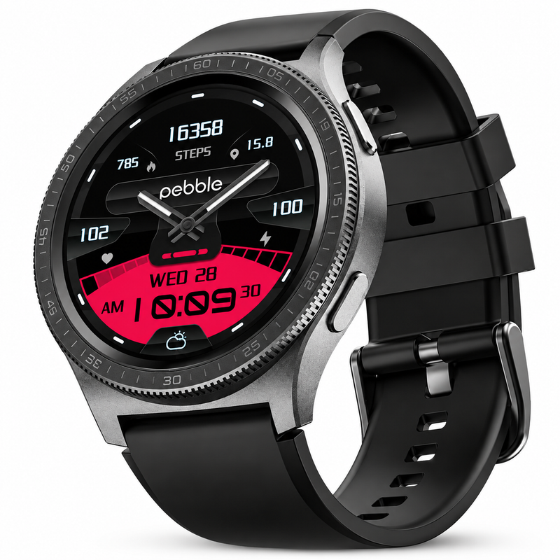Pebble Revolve Pro Luxe Edition Smartwatch 1.43" Ultra AMOLED | Always-On Display, Rotating Bezel, Bluetooth Calling & Health Tracking