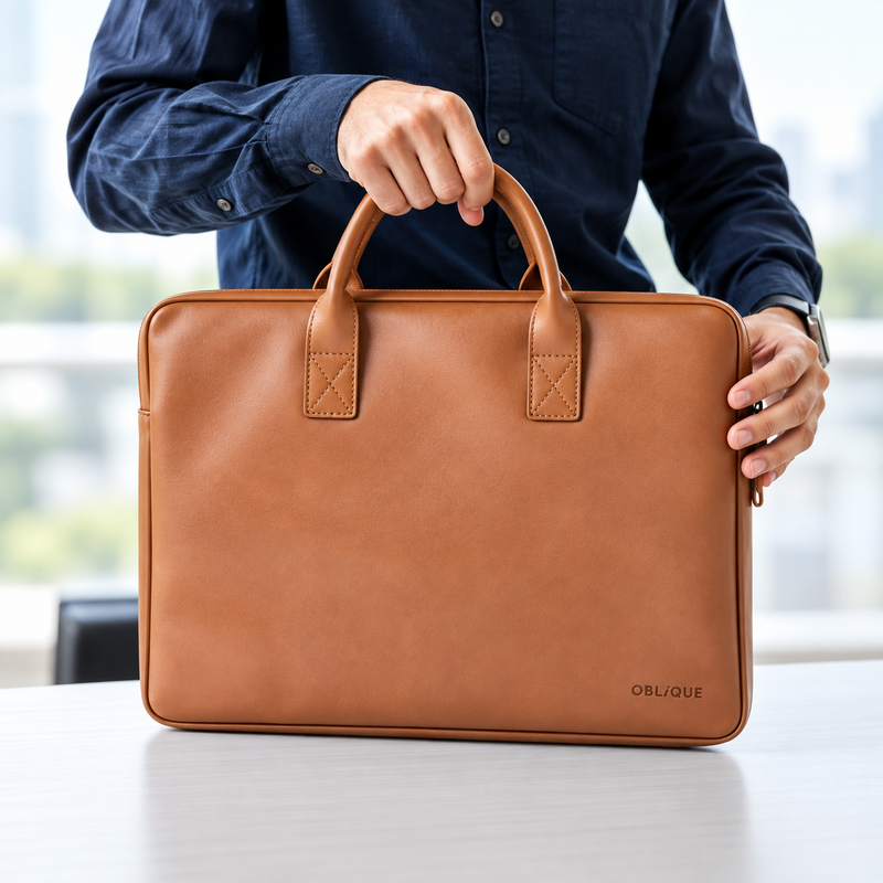 RIO 16 Inch Laptop Sleeve Bag – Premium Faux Leather Laptop Case with Handles & Secure Zipper Closure
