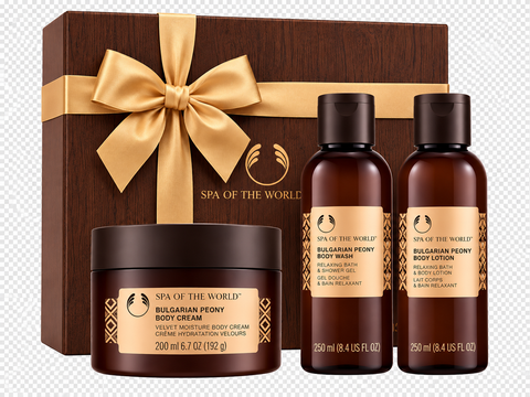 The Body Shop Spa of the World Gift Set – Japanese Camellia Body Cream 300ml & Bulgarian Peony Body Wash 200ml and 250ml
