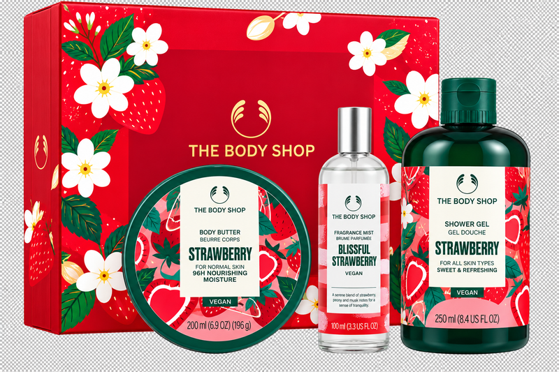 The Body Shop Strawberry Gift Set – Shower Gel 250ml, Body Butter 200ml & Blissful Strawberry Fragrance Mist 100ml