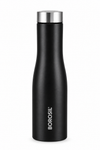 Borosil Swan Single Wall Stainless Steel Water Bottle – Steel & Black, 1 L
