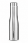 Borosil Swan Single Wall Stainless Steel Water Bottle – Steel & Black, 1 L