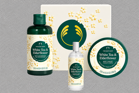 The Body Shop White Tea & Elderflower Gift Set – Shower Gel 250ml, Body Yogurt 200ml & Fragrance Mist 100ml