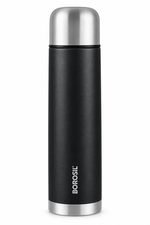 Borosil Thermo Black Matte Vacuum Insulated Stainless Steel Flask – 500 ML & 1 L