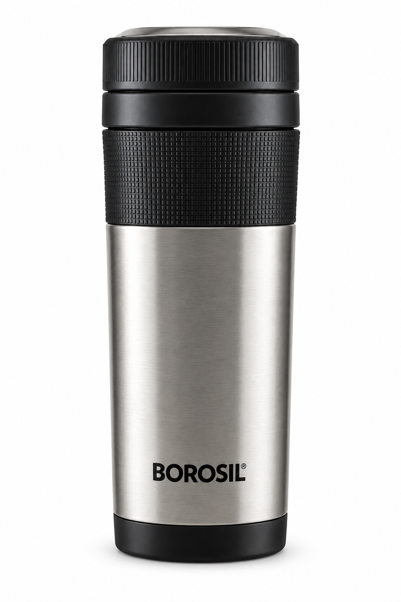 Borosil Travelmate 350 ML Vacuum Insulated Stainless Steel Travel Mug – Silver