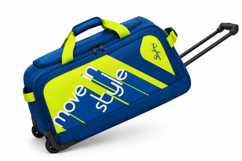Skybags Velora DFT Rolling Duffel Bag – Blue & Lime Green