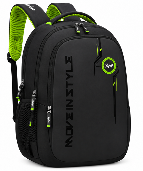 Skybags Ravvio Laptop Backpack – Black & Neon Green